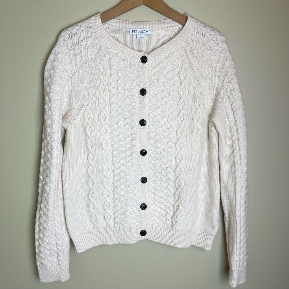 Pendleton Cable Knit Cardigan Size Large